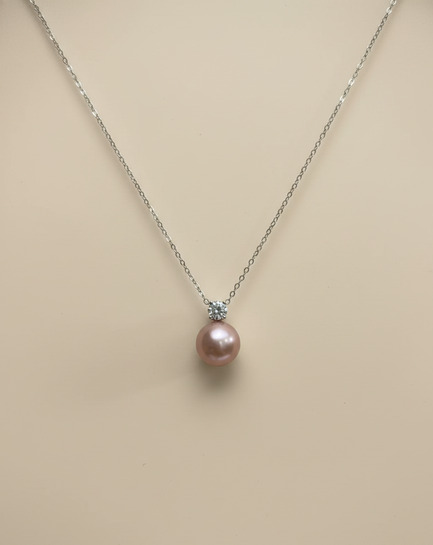 Purple-Pink Diana Pearl Pendant Necklace